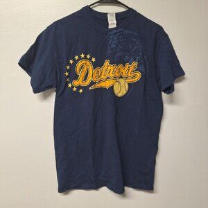 Gilman Detroit Tigers MLB Baseball‎ Michigan Fan Blue Short Sleeve Mens Medium